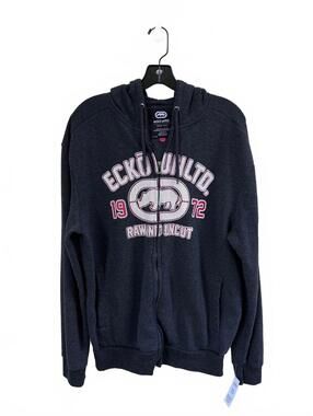 Ecko Unltd. Men's Black Gray Zip-Up Hoodie Sweatshirt Size Large Lightweight